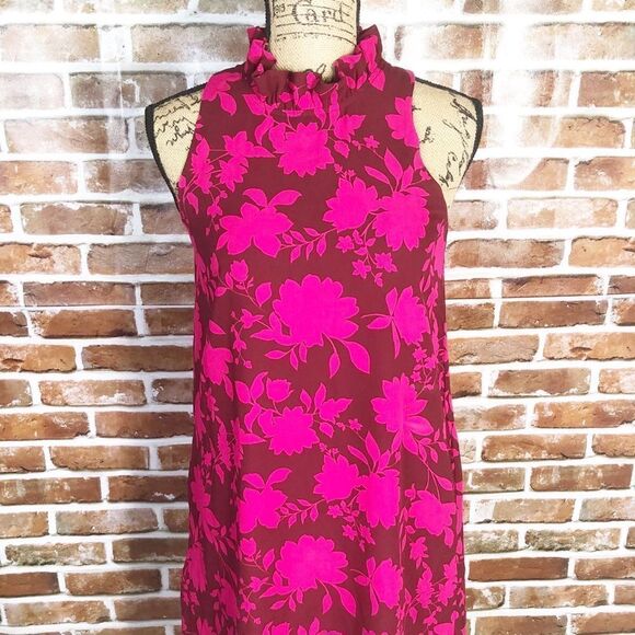 Gibson Pink Brown Flower Petite Dress Size PXS - Picture 6 of 10